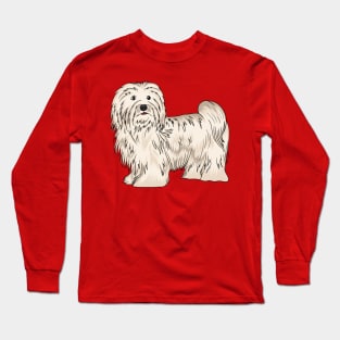 Havanese dog cartoon illustration Long Sleeve T-Shirt